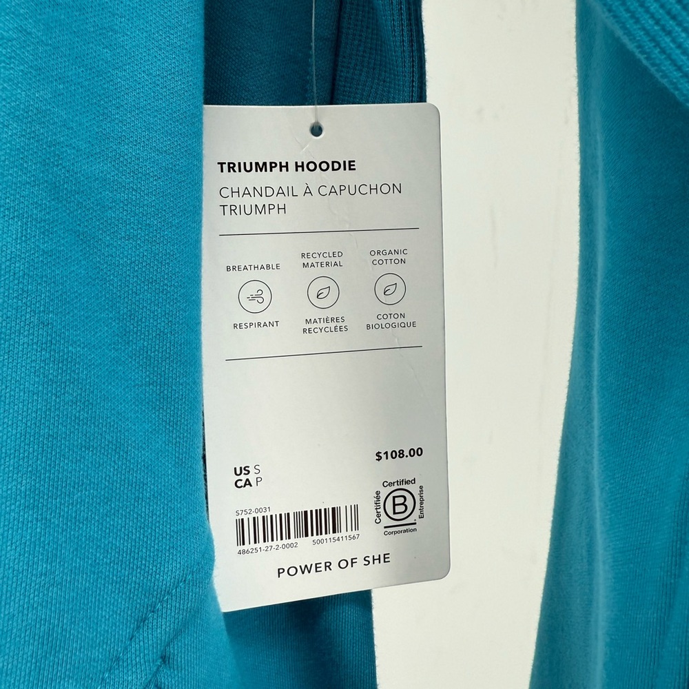 Athleta Vibrant Blue Zip-Up Hoodie - Picture 3 of 5